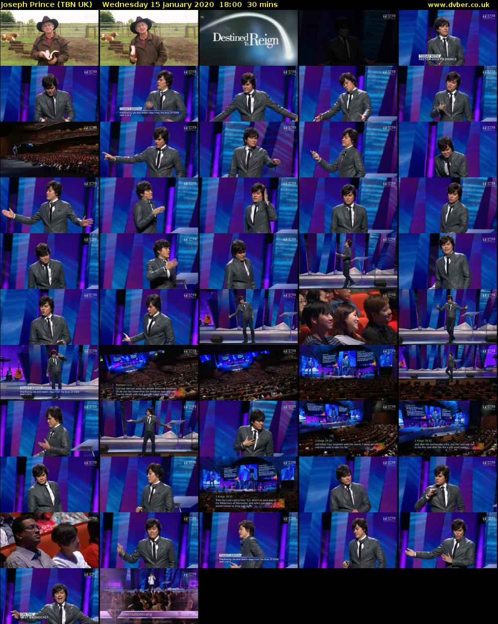 Joseph Prince (TBN UK) Wednesday 15 January 2020 18:00 - 18:30