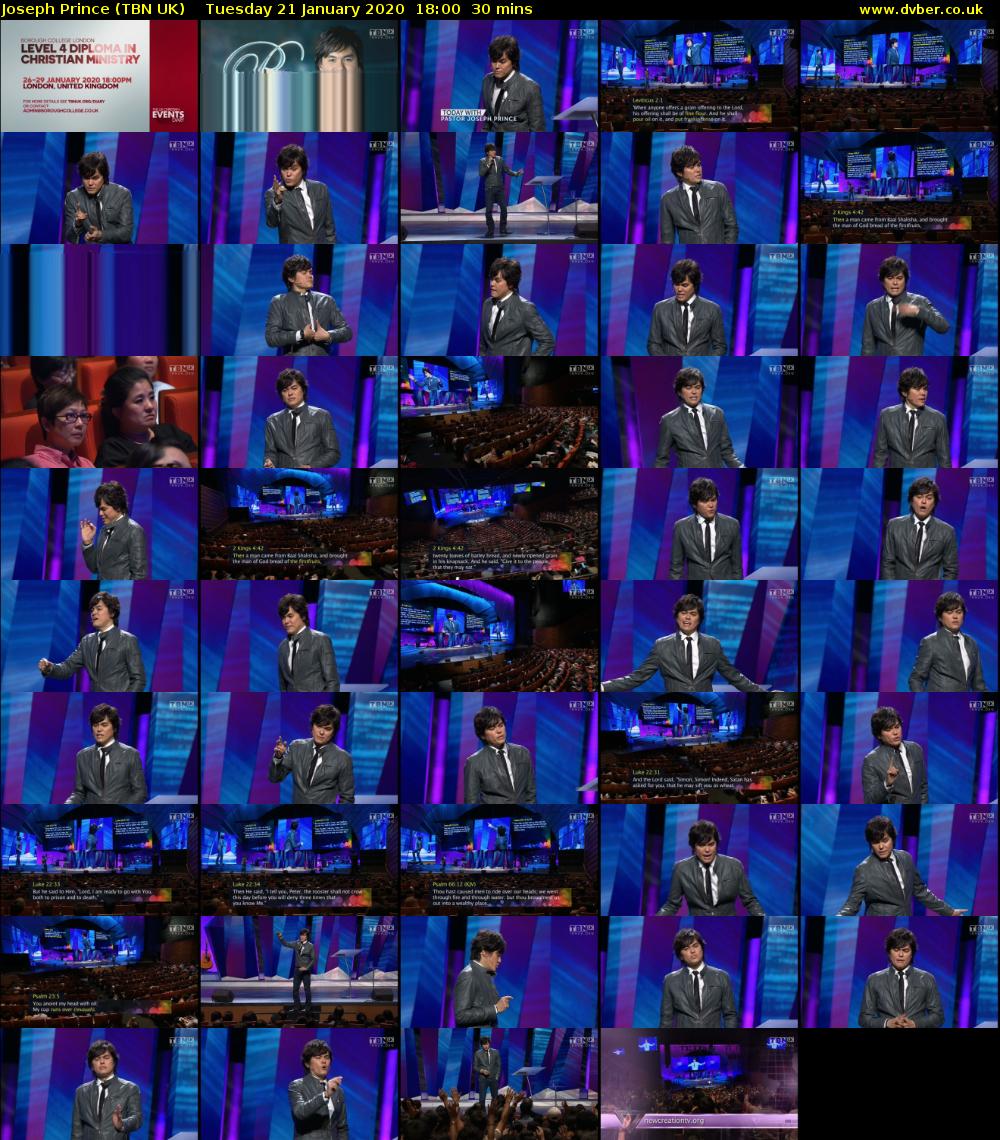 Joseph Prince (TBN UK) Tuesday 21 January 2020 18:00 - 18:30
