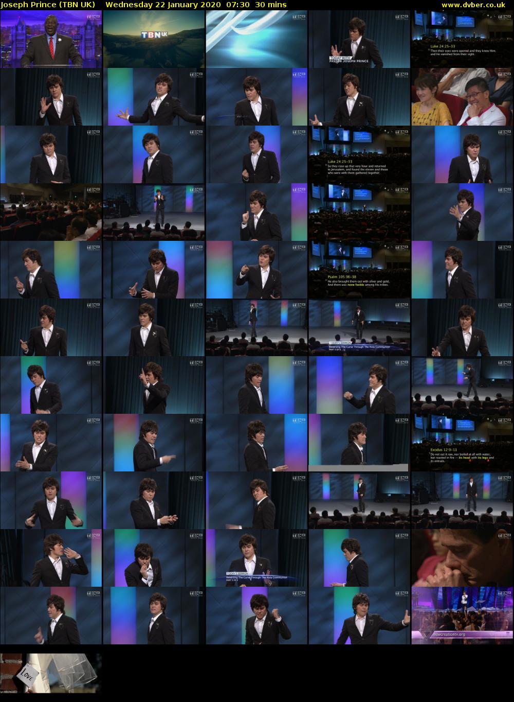 Joseph Prince (TBN UK) Wednesday 22 January 2020 07:30 - 08:00
