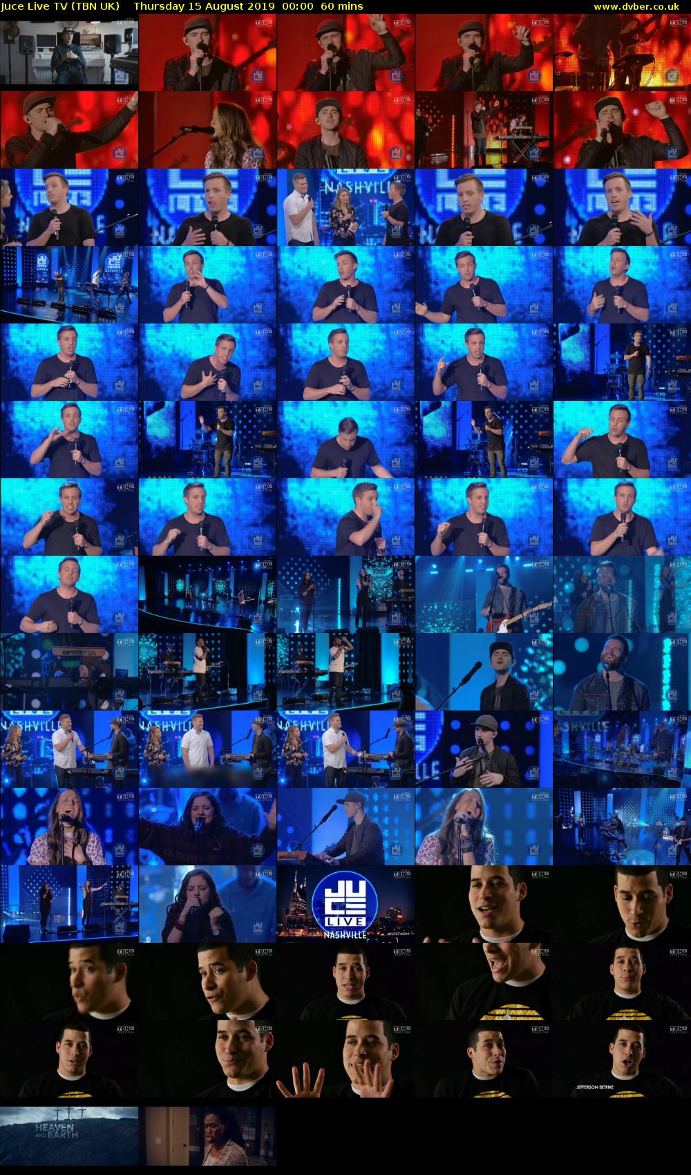 Juce Live TV (TBN UK) Thursday 15 August 2019 00:00 - 01:00