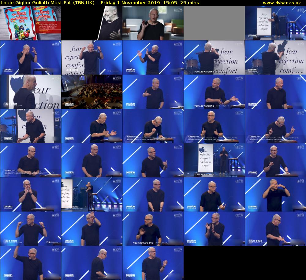 Louie Giglio: Goliath Must Fall (TBN UK) Friday 1 November 2019 15:05 - 15:30