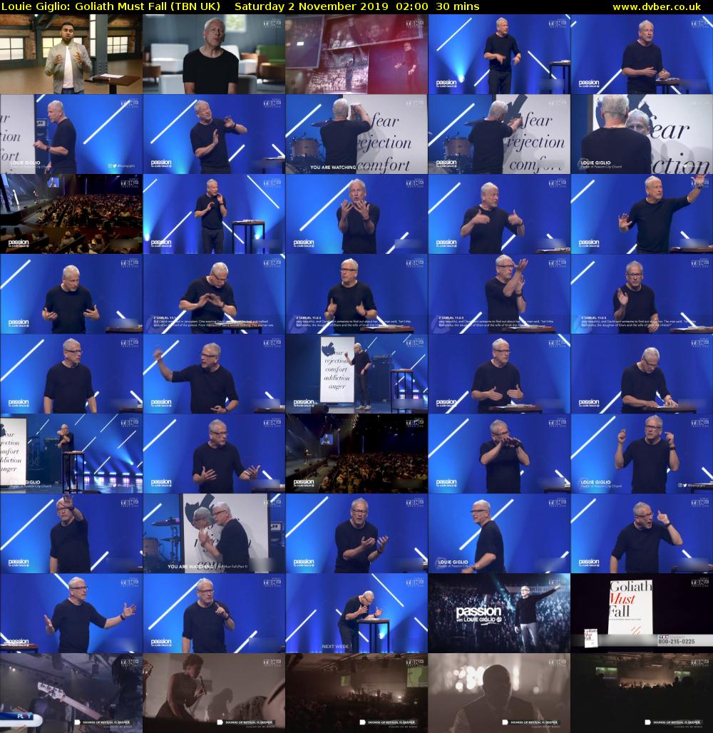 Louie Giglio: Goliath Must Fall (TBN UK) Saturday 2 November 2019 02:00 - 02:30