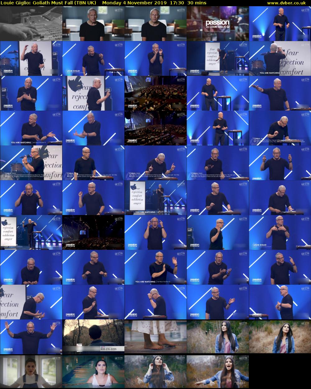 Louie Giglio: Goliath Must Fall (TBN UK) Monday 4 November 2019 17:30 - 18:00
