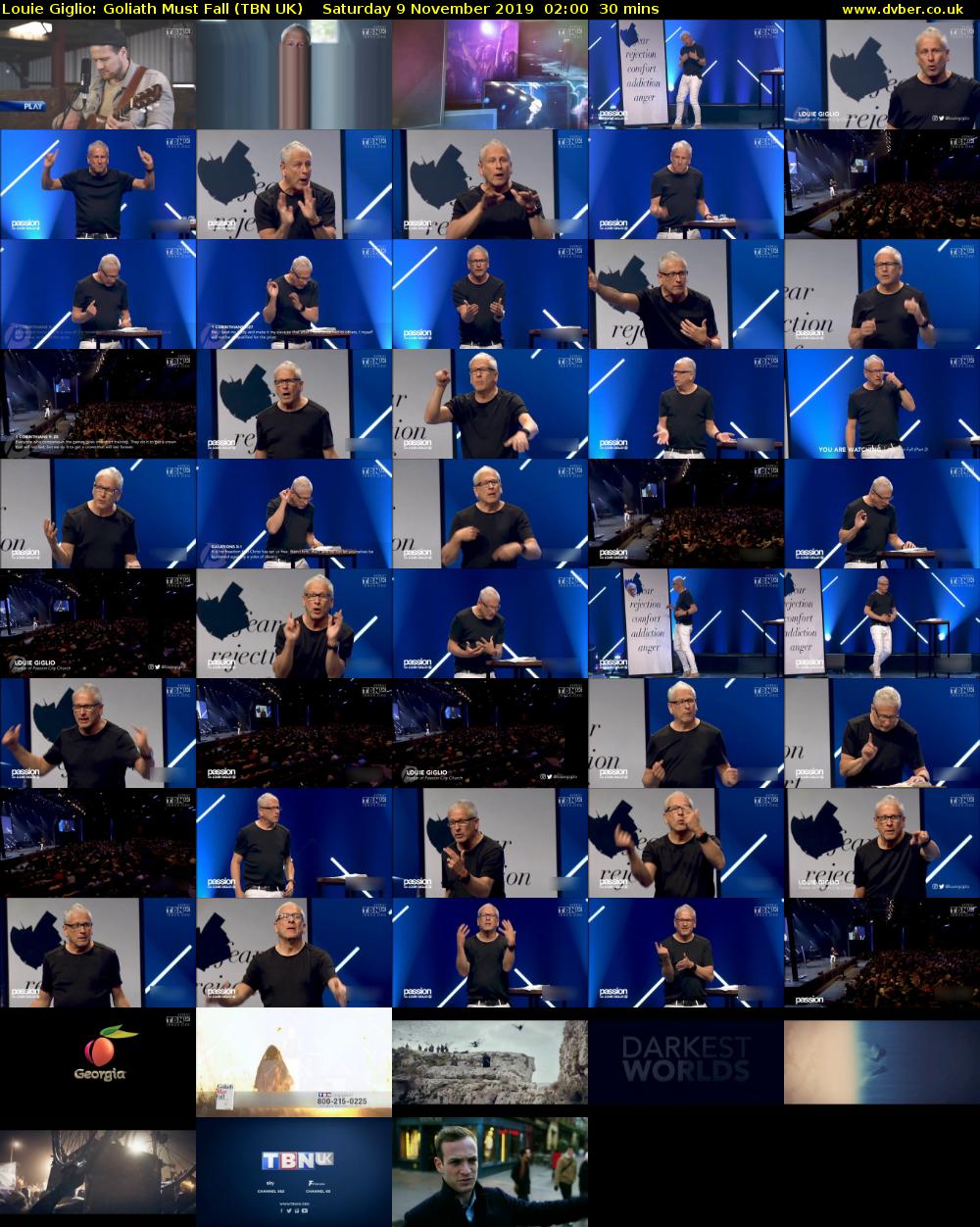 Louie Giglio: Goliath Must Fall (TBN UK) Saturday 9 November 2019 02:00 - 02:30