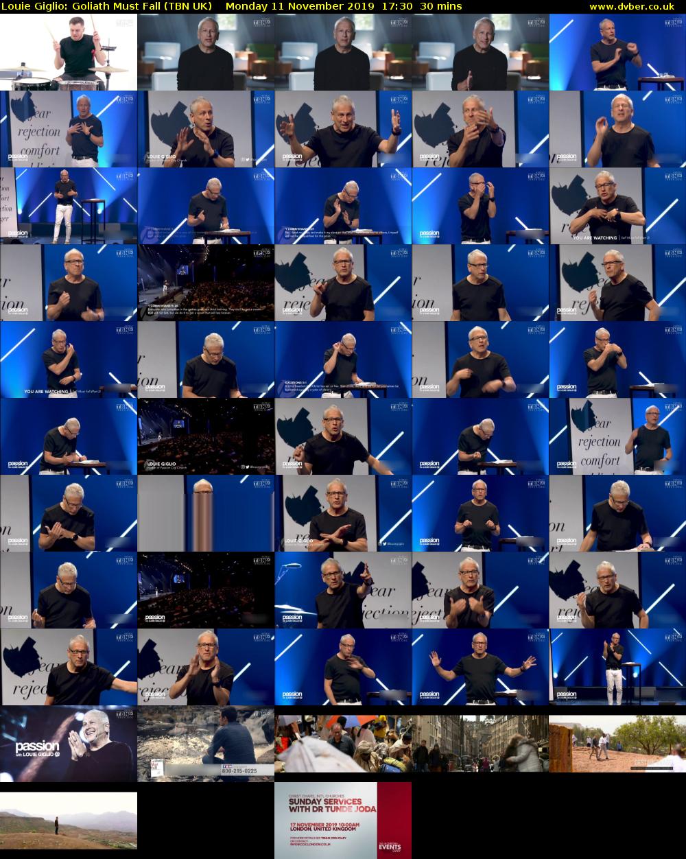 Louie Giglio: Goliath Must Fall (TBN UK) Monday 11 November 2019 17:30 - 18:00