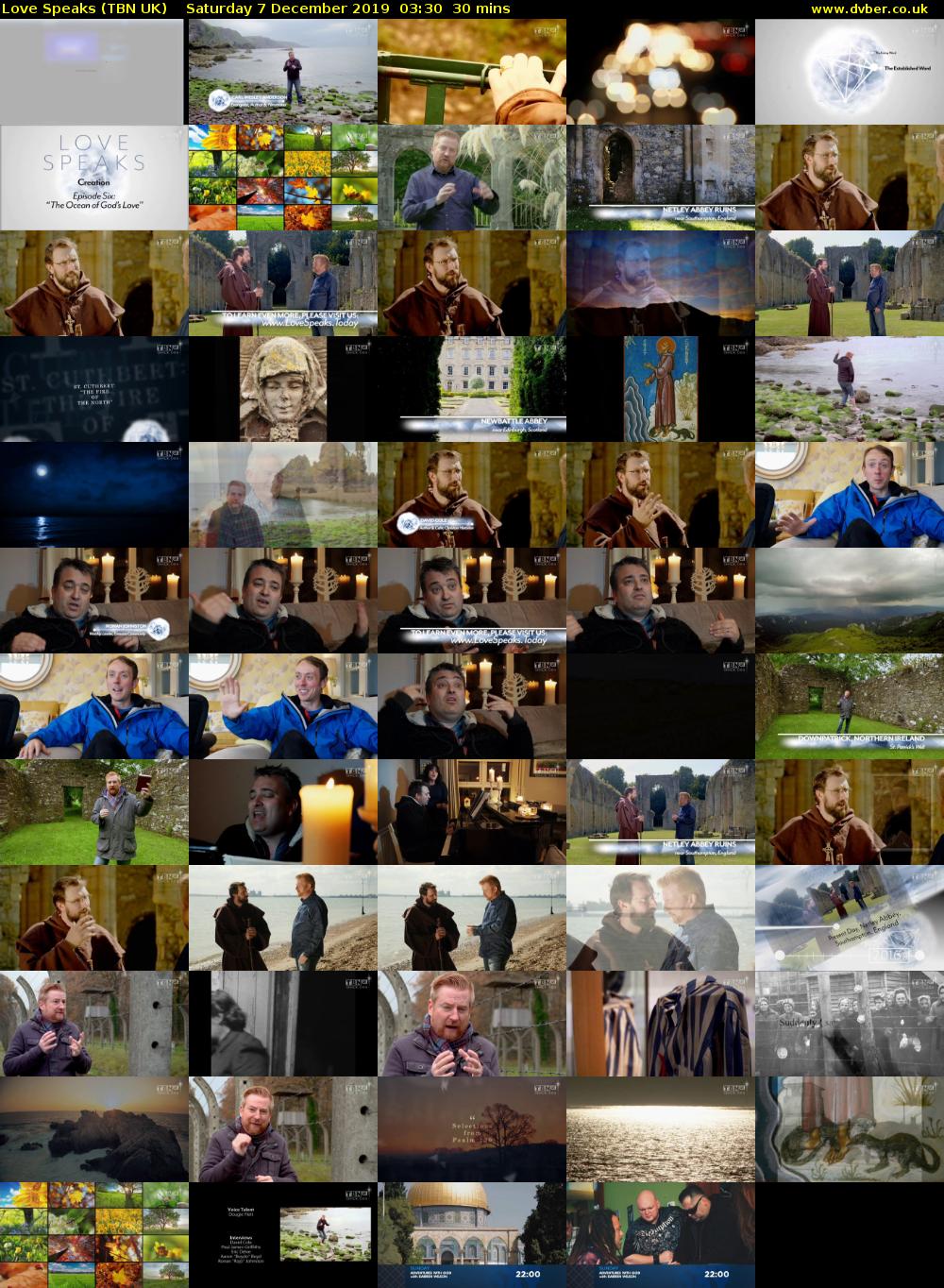 Love Speaks (TBN UK) Saturday 7 December 2019 03:30 - 04:00