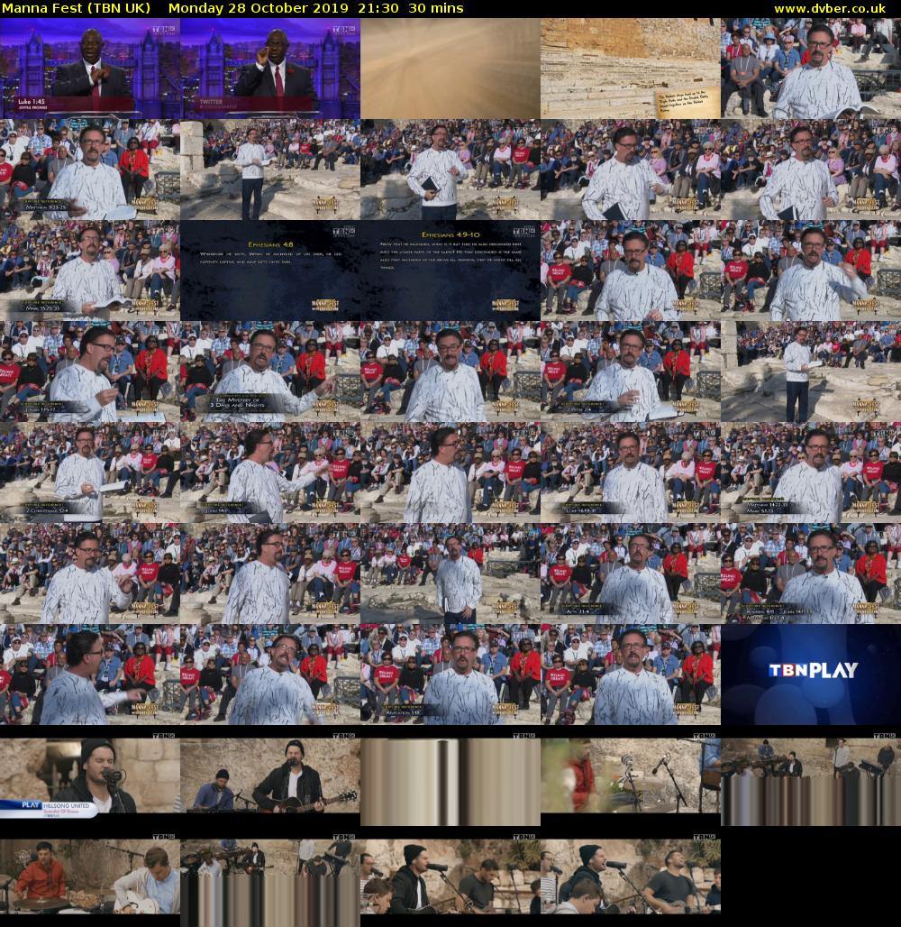 Manna Fest (TBN UK) Monday 28 October 2019 21:30 - 22:00