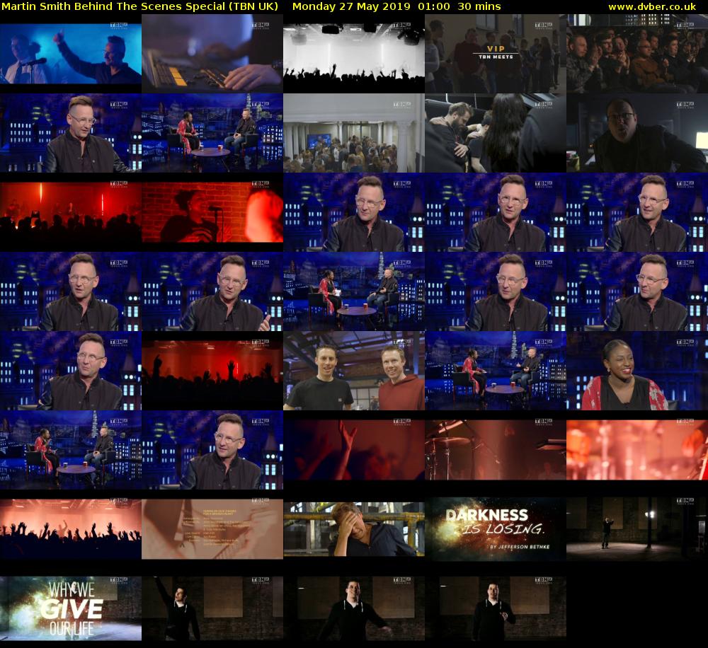 Martin Smith Behind The Scenes Special (TBN UK) Monday 27 May 2019 01:00 - 01:30