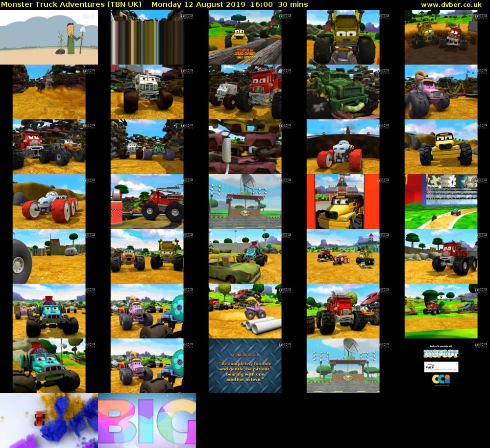 Monster Truck Adventures (TBN UK) Monday 12 August 2019 16:00 - 16:30
