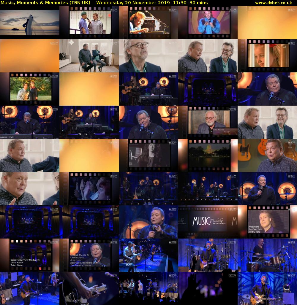 Music, Moments & Memories (TBN UK) Wednesday 20 November 2019 11:30 - 12:00