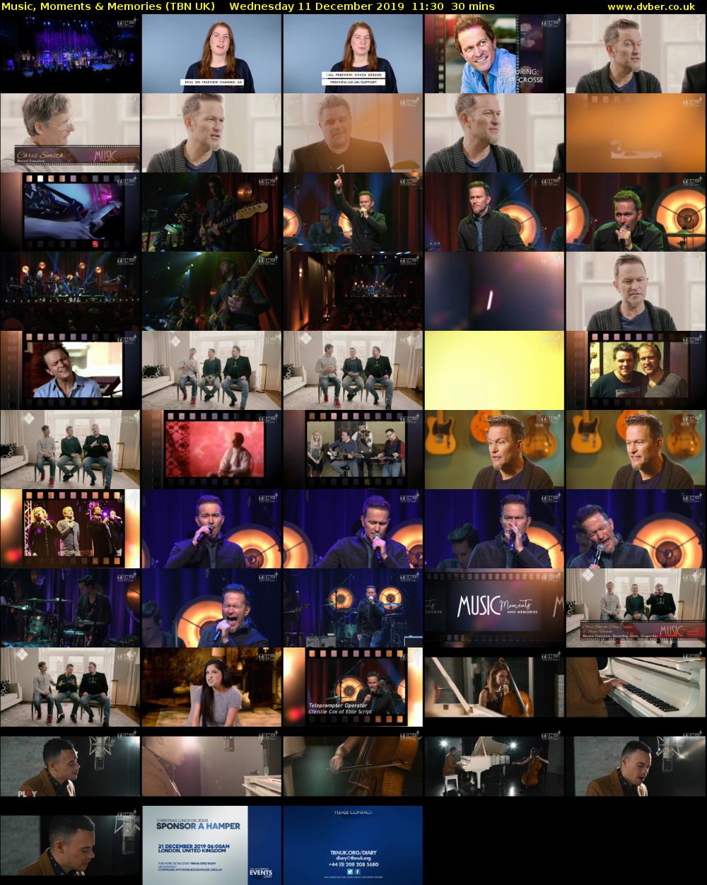Music, Moments & Memories (TBN UK) Wednesday 11 December 2019 11:30 - 12:00