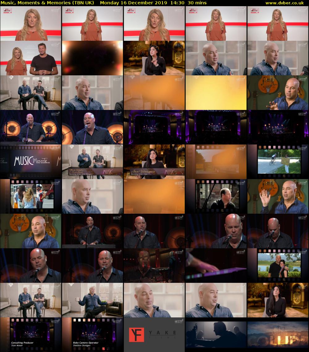 Music, Moments & Memories (TBN UK) Monday 16 December 2019 14:30 - 15:00