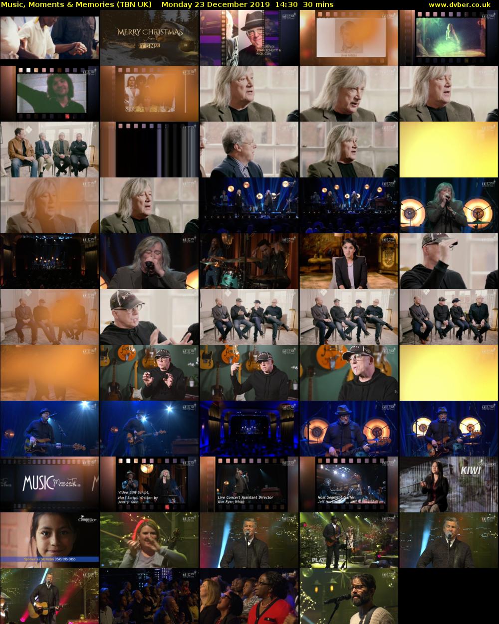 Music, Moments & Memories (TBN UK) Monday 23 December 2019 14:30 - 15:00