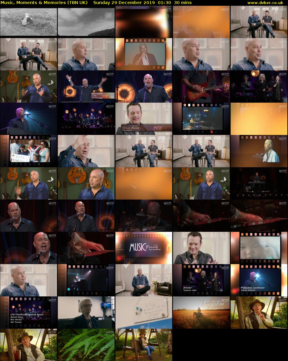 Music, Moments & Memories (TBN UK) Sunday 29 December 2019 01:30 - 02:00