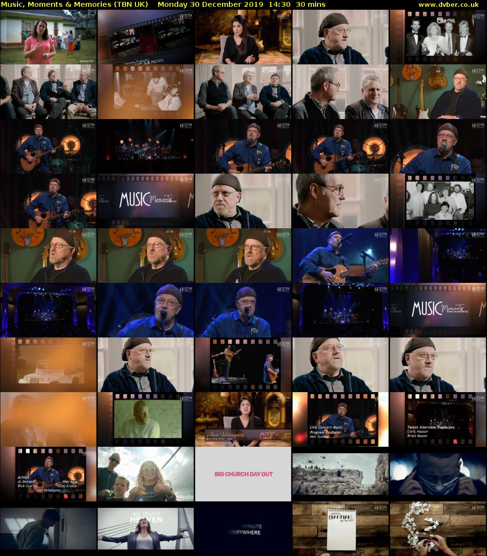 Music, Moments & Memories (TBN UK) Monday 30 December 2019 14:30 - 15:00