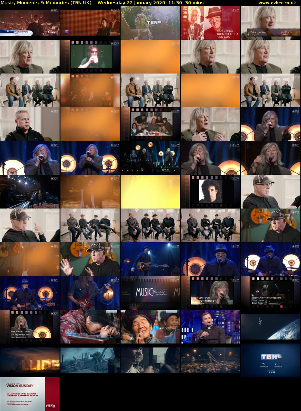 Music, Moments & Memories (TBN UK) Wednesday 22 January 2020 11:30 - 12:00
