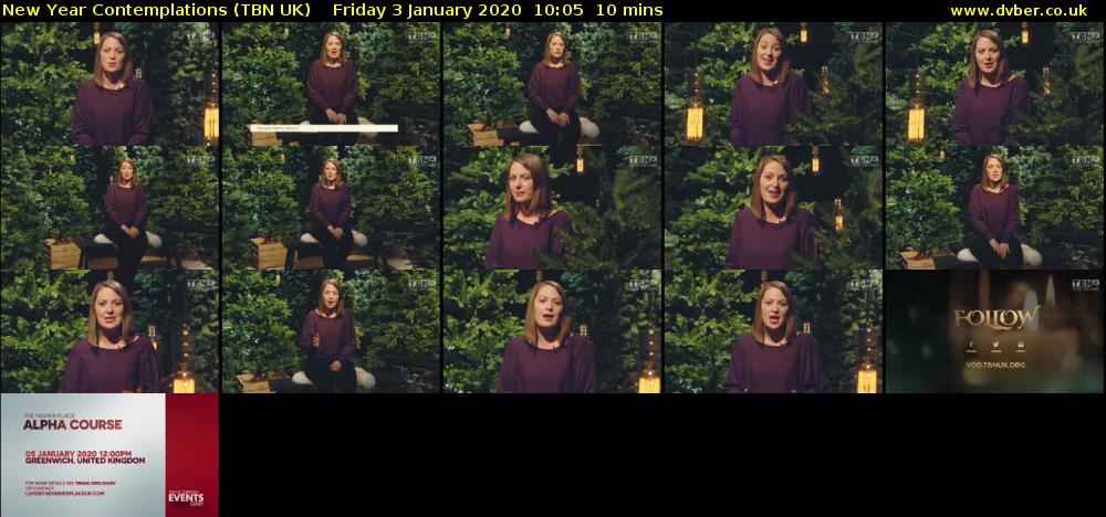 New Year Contemplations (TBN UK) Friday 3 January 2020 10:05 - 10:15
