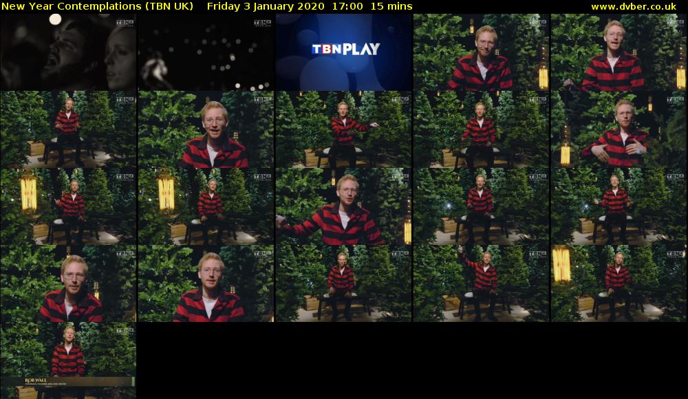 New Year Contemplations (TBN UK) Friday 3 January 2020 17:00 - 17:15