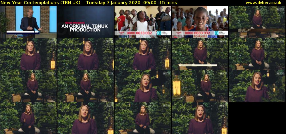 New Year Contemplations (TBN UK) Tuesday 7 January 2020 09:00 - 09:15