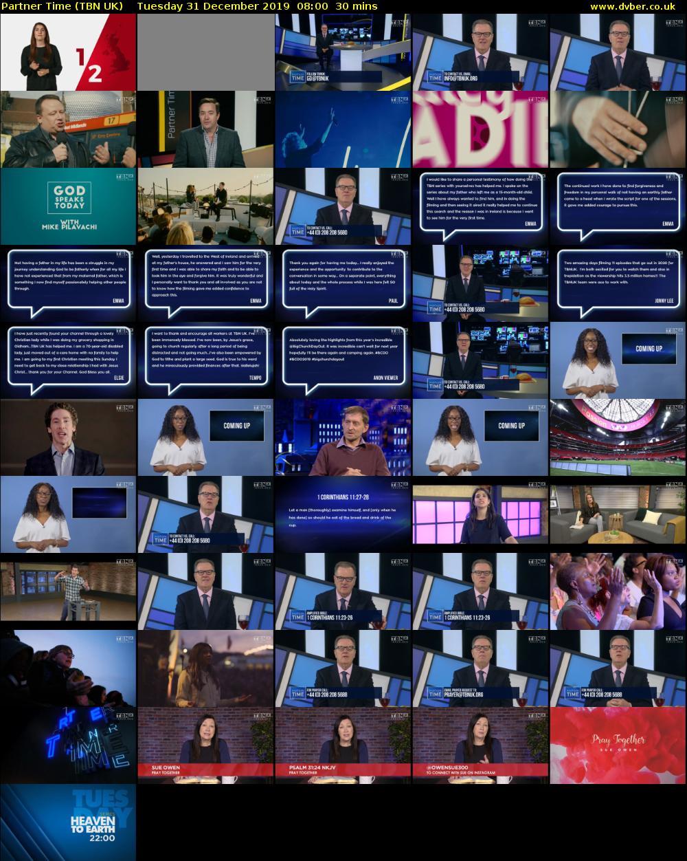 Partner Time (TBN UK) Tuesday 31 December 2019 08:00 - 08:30