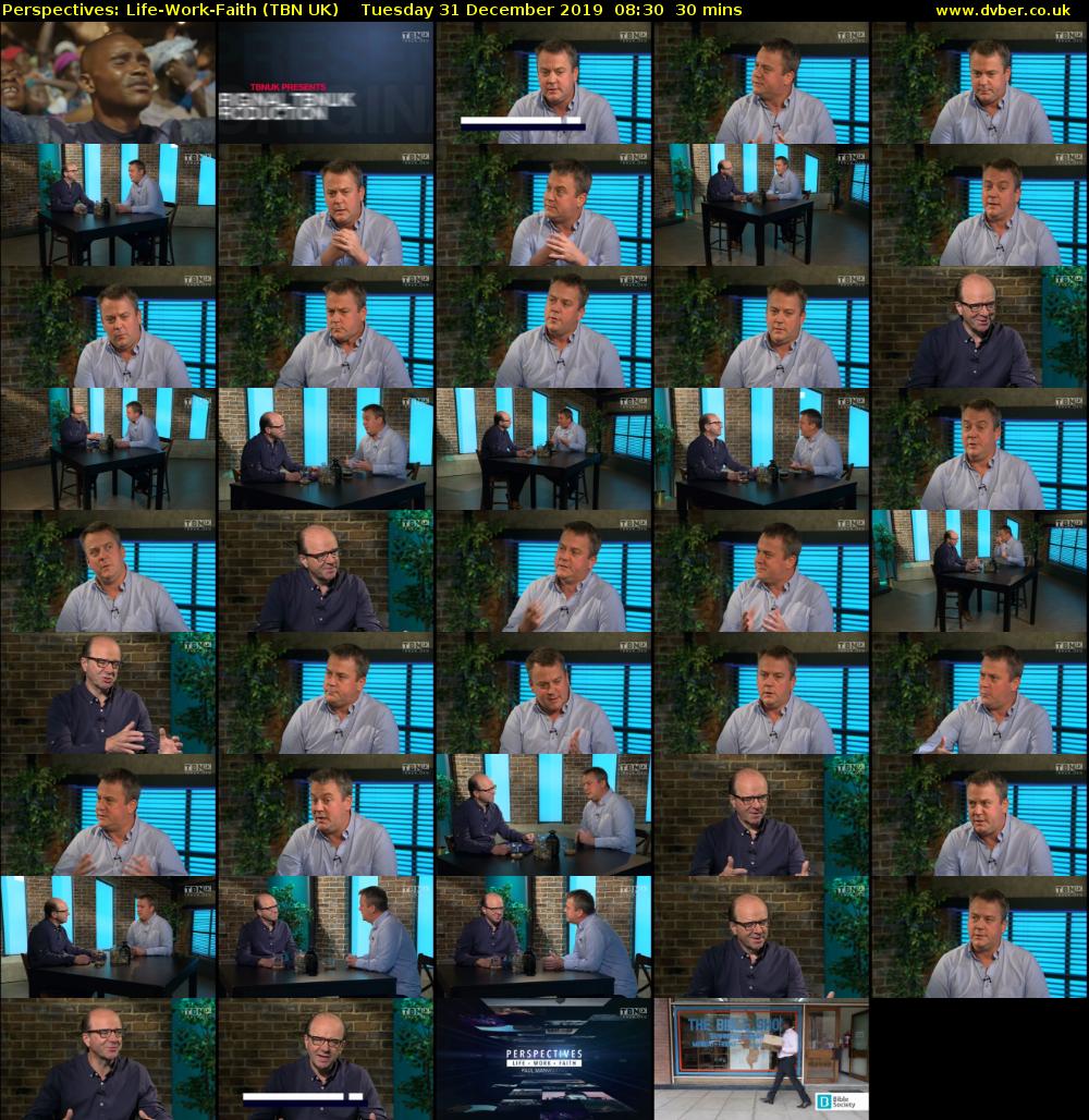 Perspectives: Life-Work-Faith (TBN UK) Tuesday 31 December 2019 08:30 - 09:00