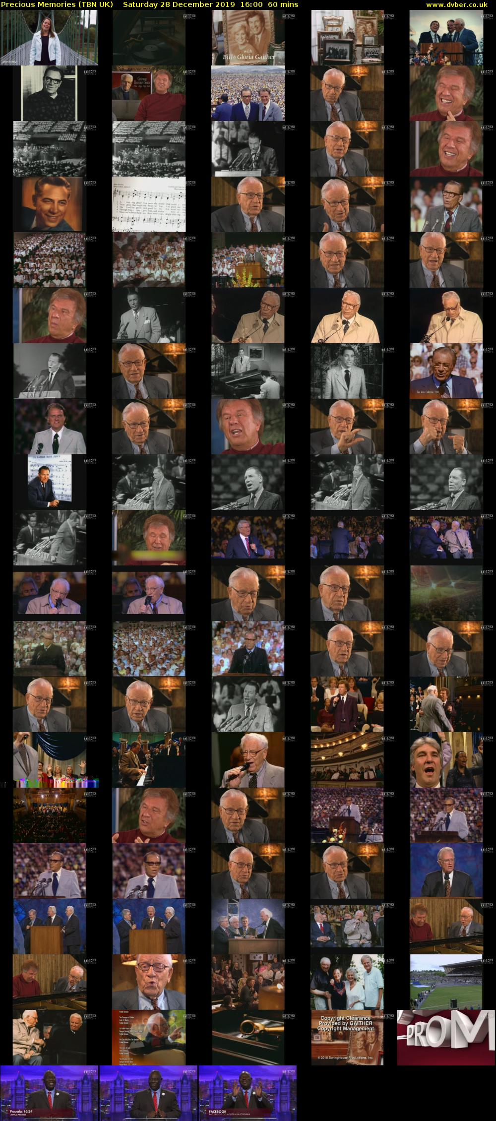 Precious Memories (TBN UK) Saturday 28 December 2019 16:00 - 17:00