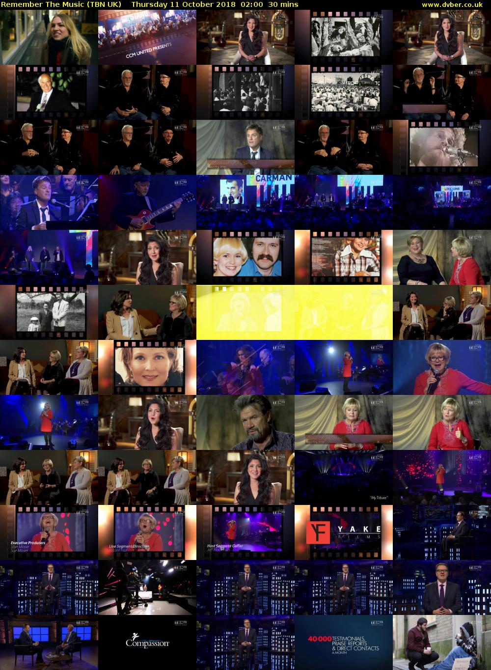 Remember The Music (TBN UK) Thursday 11 October 2018 02:00 - 02:30