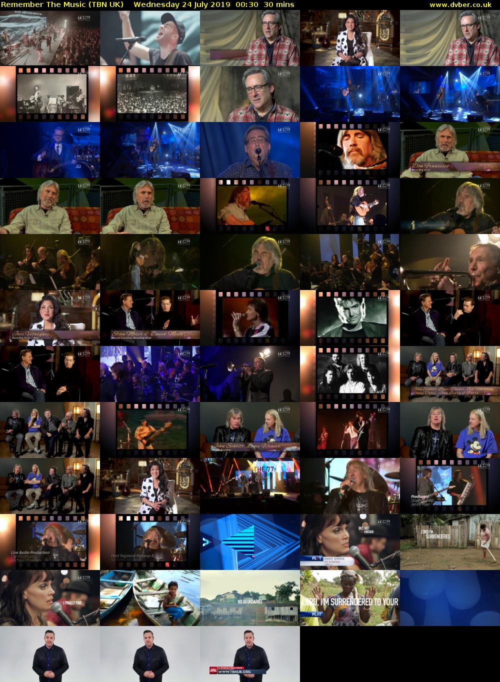 Remember The Music (TBN UK) Wednesday 24 July 2019 00:30 - 01:00