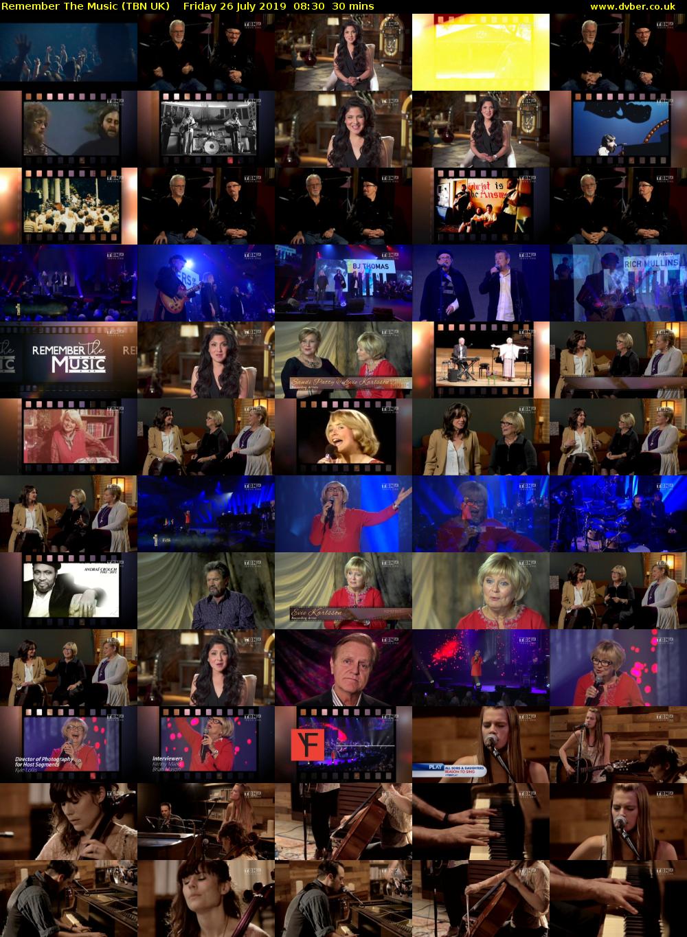 Remember The Music (TBN UK) Friday 26 July 2019 08:30 - 09:00