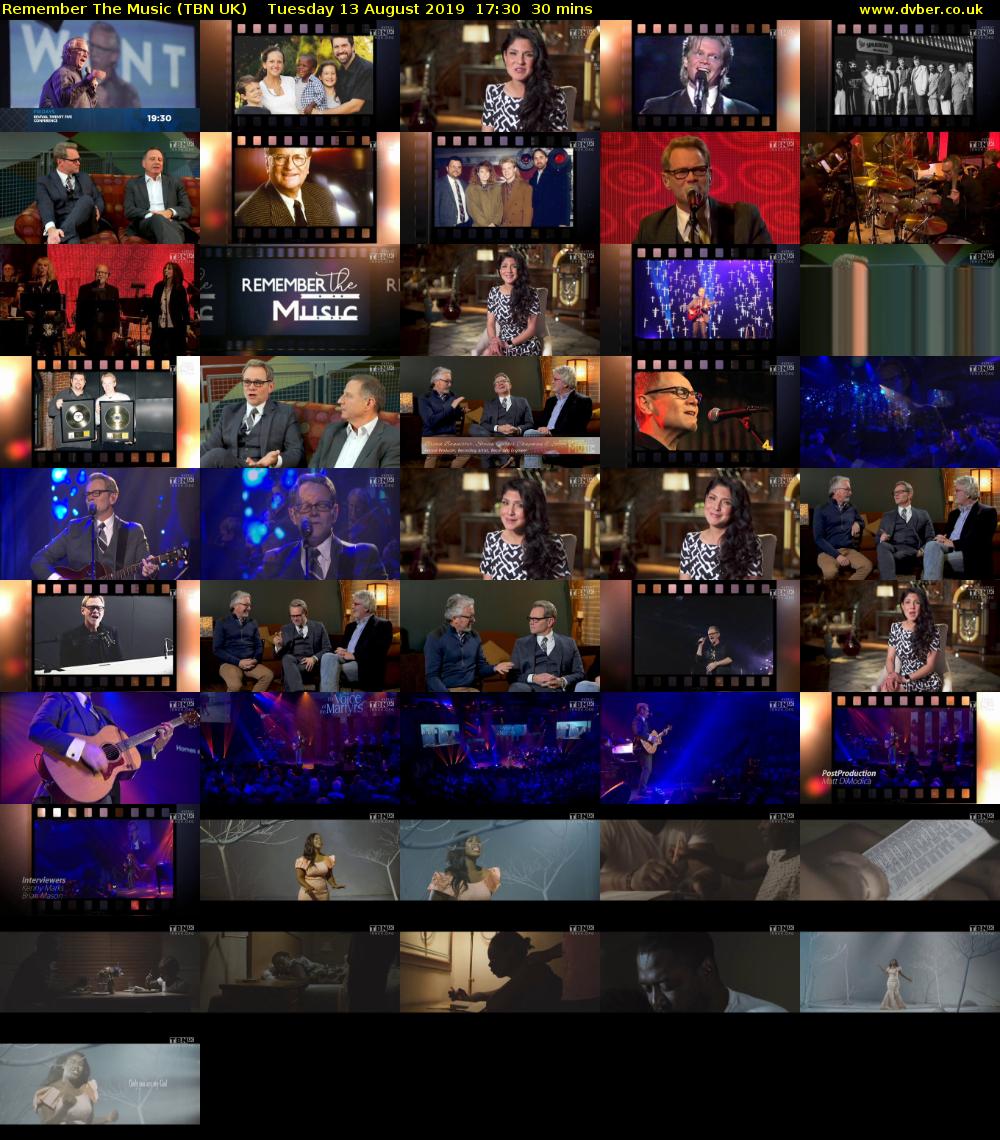 Remember The Music (TBN UK) Tuesday 13 August 2019 17:30 - 18:00