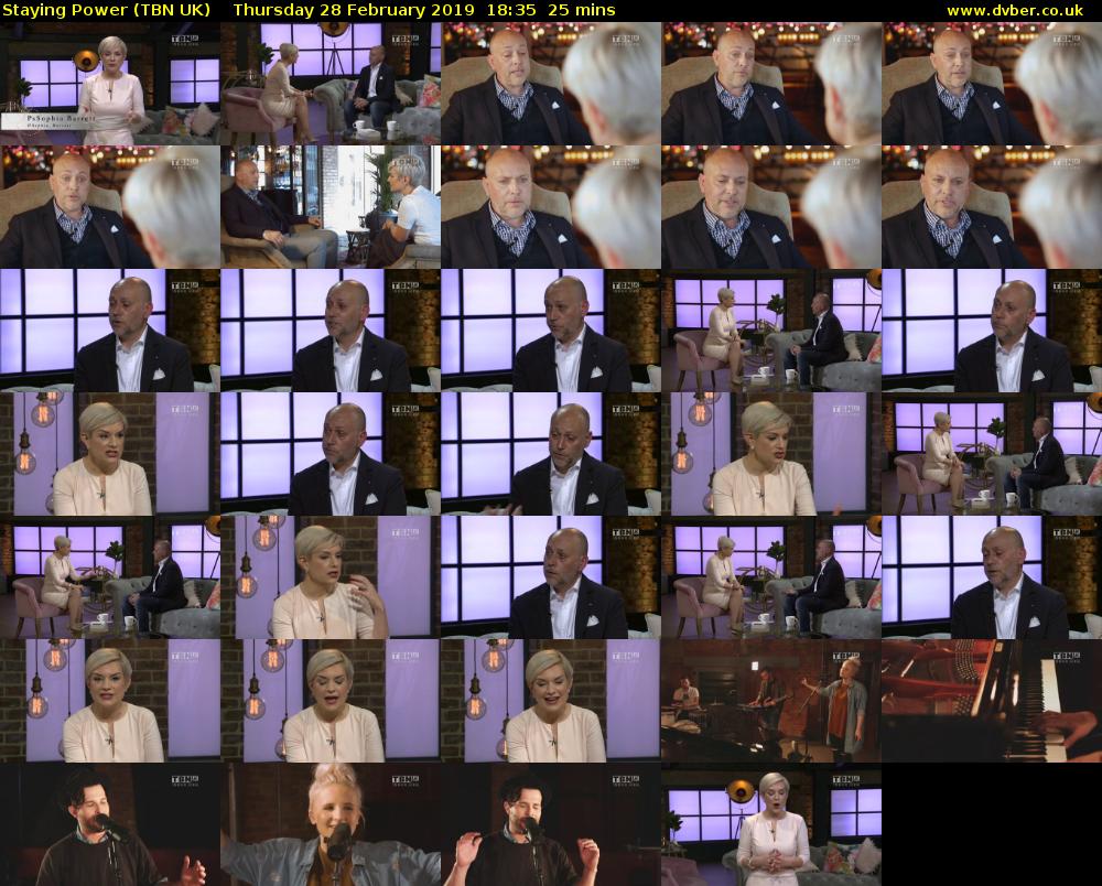 Staying Power (TBN UK) Thursday 28 February 2019 19:35 - 21:00