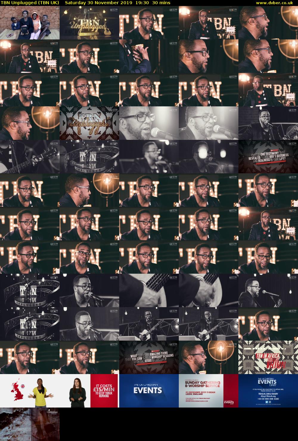 TBN Unplugged (TBN UK) Saturday 30 November 2019 19:30 - 20:00
