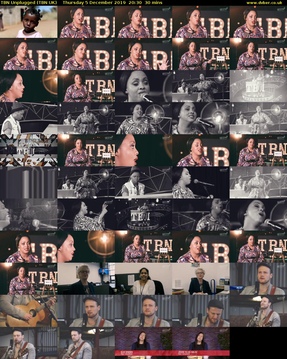 TBN Unplugged (TBN UK) Thursday 5 December 2019 20:30 - 21:00