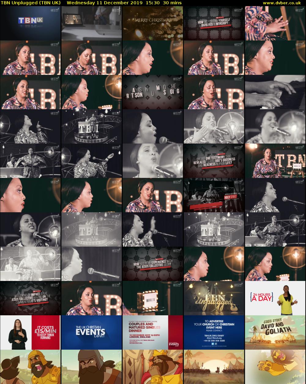 TBN Unplugged (TBN UK) Wednesday 11 December 2019 15:30 - 16:00