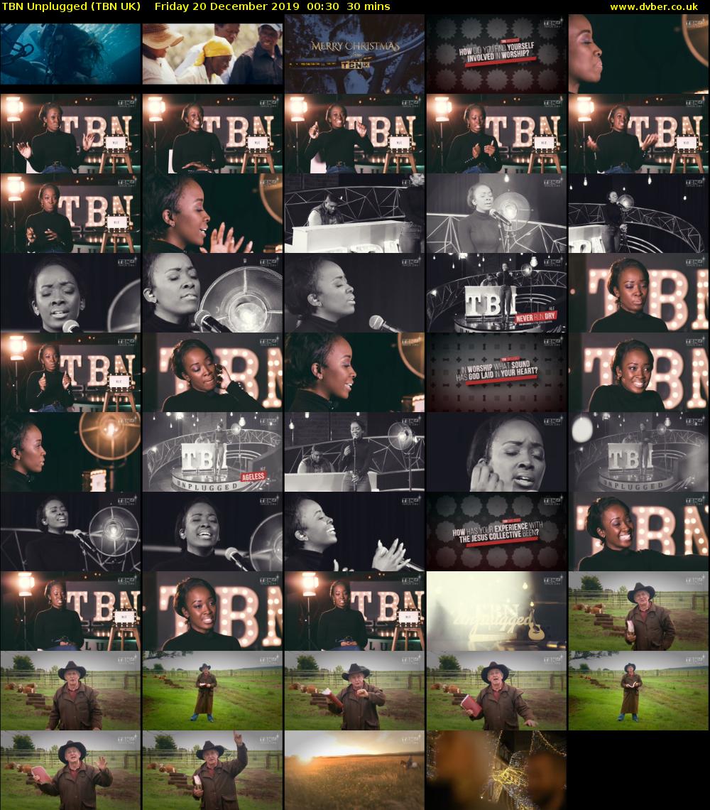 TBN Unplugged (TBN UK) Friday 20 December 2019 00:30 - 01:00