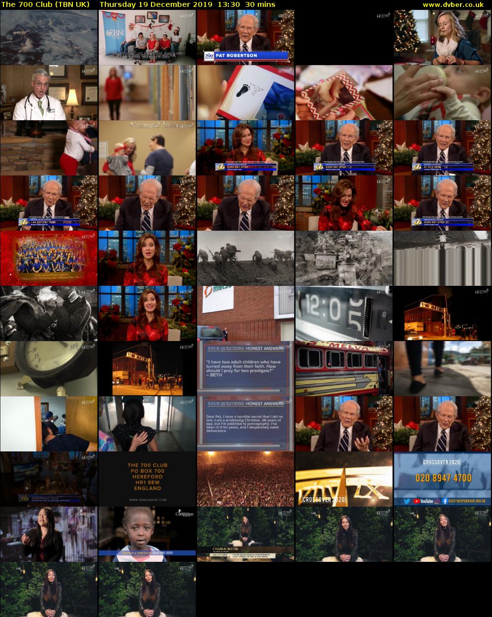 The 700 Club (TBN UK) Thursday 19 December 2019 13:30 - 14:00