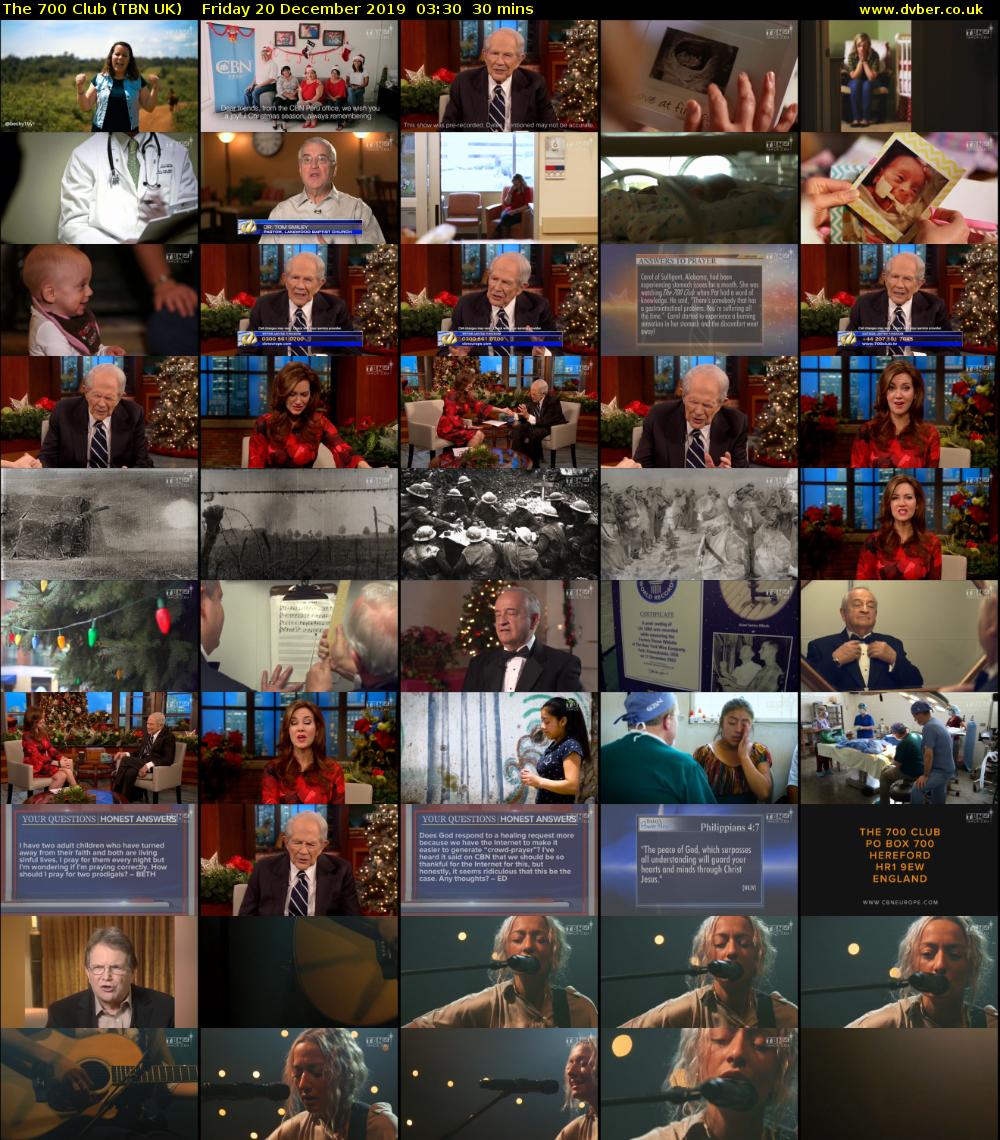The 700 Club (TBN UK) Friday 20 December 2019 03:30 - 04:00