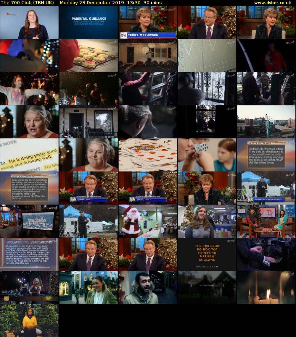 The 700 Club (TBN UK) Monday 23 December 2019 13:30 - 14:00