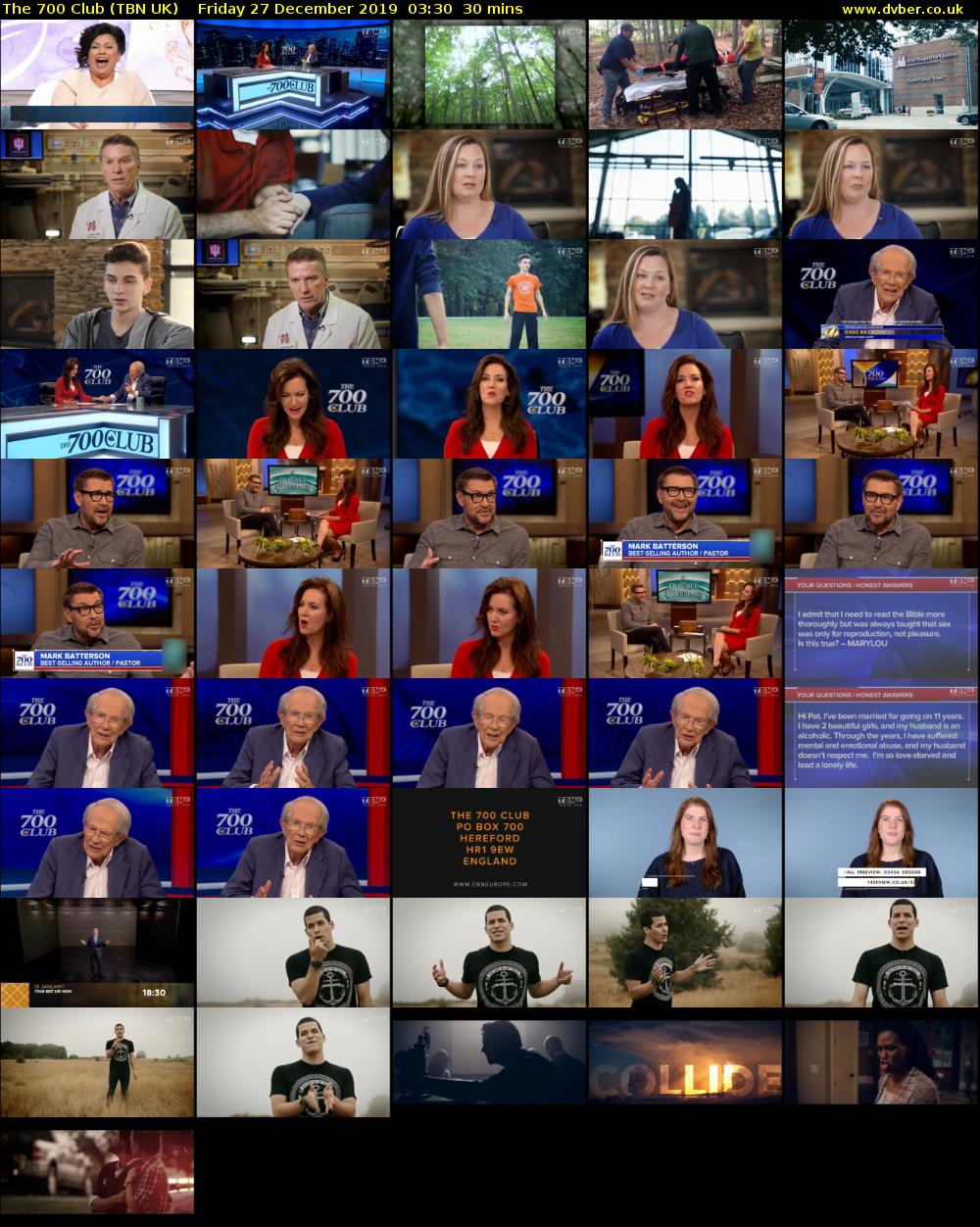 The 700 Club (TBN UK) Friday 27 December 2019 03:30 - 04:00
