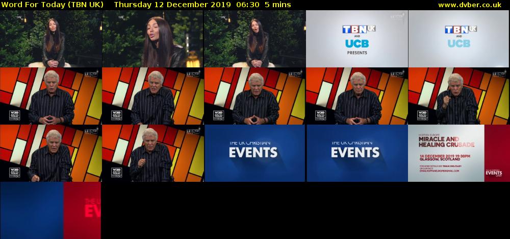 Word For Today (TBN UK) Thursday 12 December 2019 06:30 - 06:35
