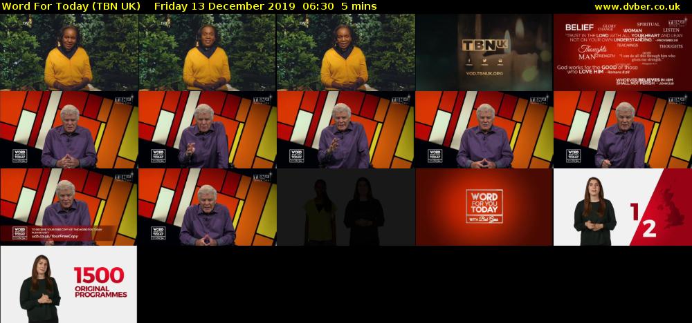 Word For Today (TBN UK) Friday 13 December 2019 06:30 - 06:35