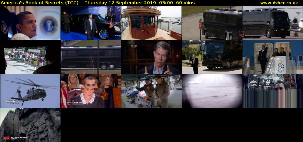 America's Book of Secrets (TCC) Thursday 12 September 2019 03:00 - 04:00