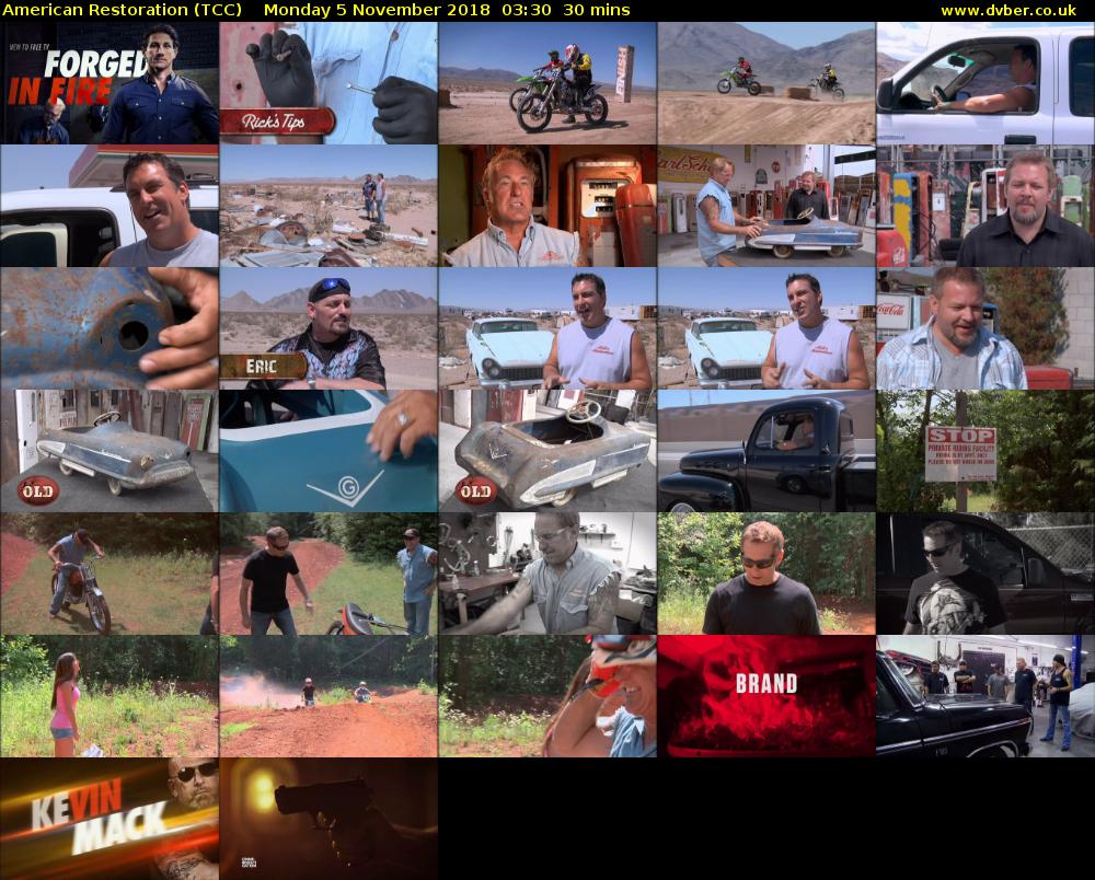 American Restoration (TCC) Monday 5 November 2018 03:30 - 04:00