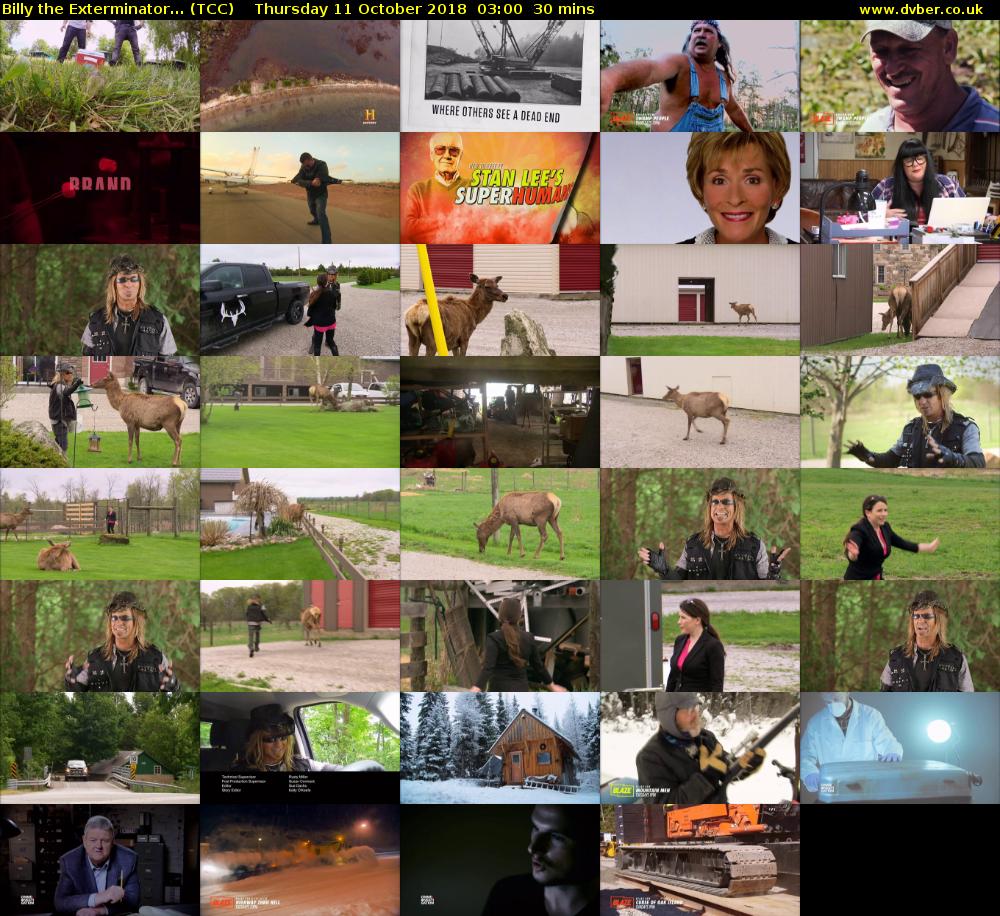 Billy the Exterminator... (TCC) Thursday 11 October 2018 03:00 - 03:30