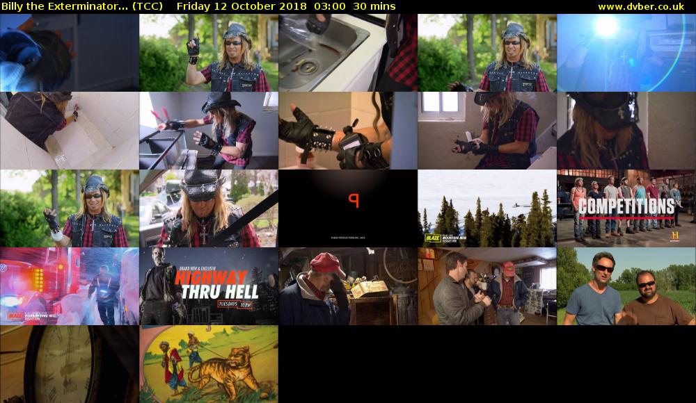 Billy the Exterminator... (TCC) Friday 12 October 2018 03:00 - 03:30