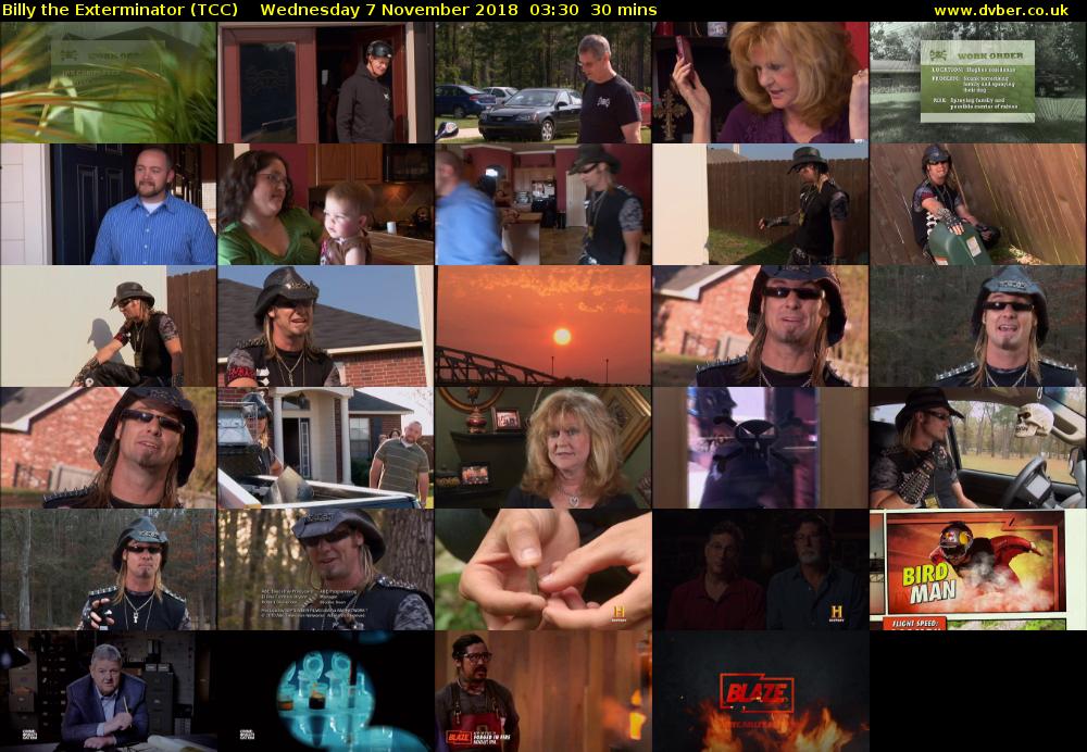 Billy the Exterminator (TCC) Wednesday 7 November 2018 03:30 - 04:00