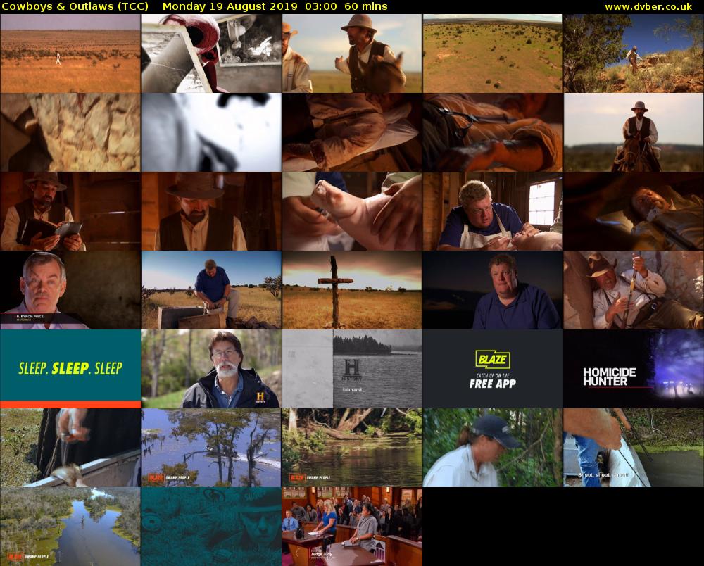 Cowboys & Outlaws (TCC) Monday 19 August 2019 03:00 - 04:00