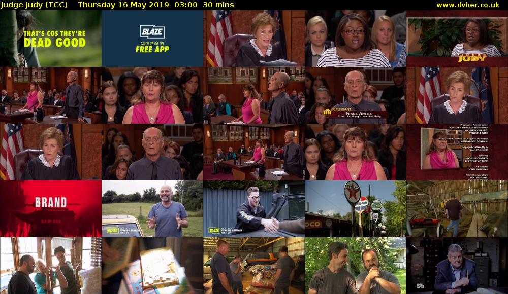 Judge Judy (TCC) Thursday 16 May 2019 03:00 - 03:30