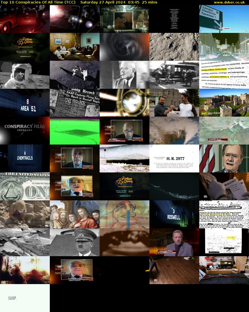 Top 10 Conspiracies Of All Time (TCC) Saturday 27 April 2024 03:45 - 04:10