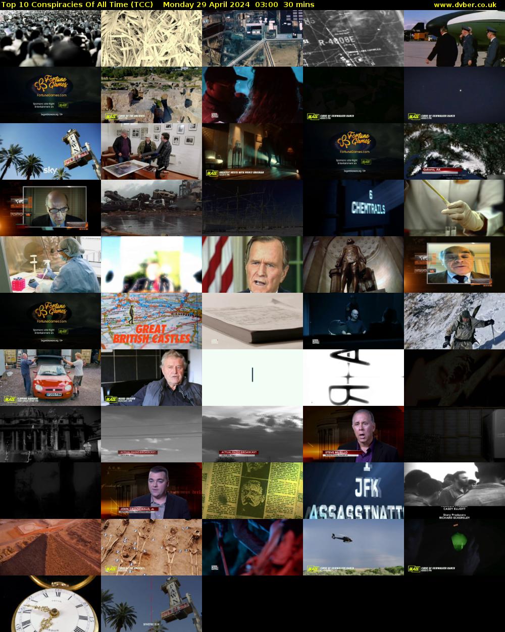 Top 10 Conspiracies Of All Time (TCC) Monday 29 April 2024 03:00 - 03:30